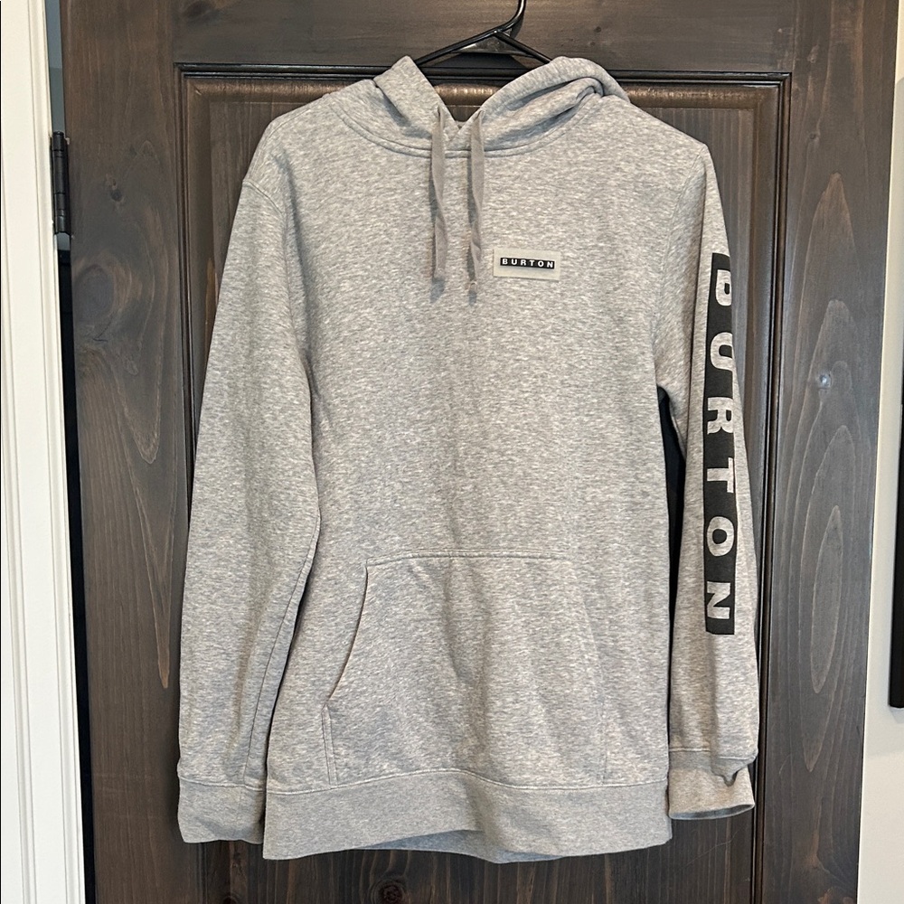 Burton Heather Gray Pullover Hoodie with Sleeve Branding